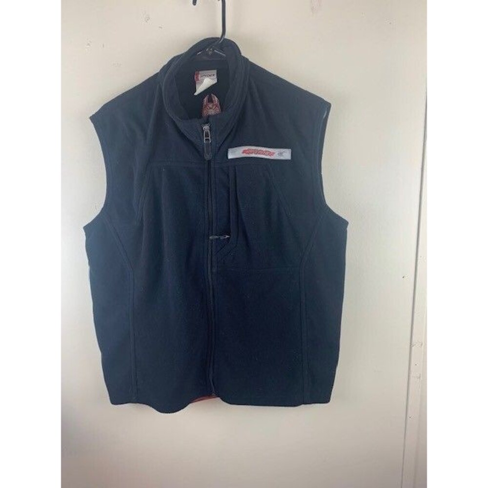 Spyder Size M Mens Fleece Vest Black Zip Front Chest Zip Pocket